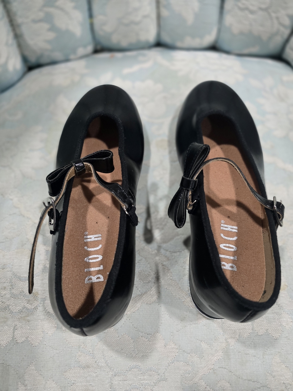 Bloch Black Merry Mary Jane Tap Shoes with Bow Sz 1.5 EUC